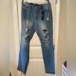 NWT! Fashion Nova Men's Light Blue Ripped Jeans